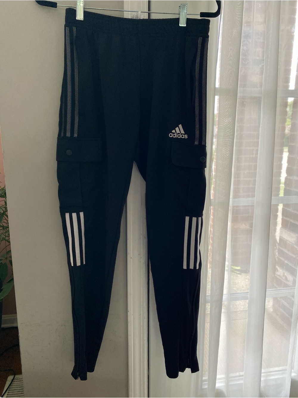 adidas Black Jogger Sweatpants with White Stripes